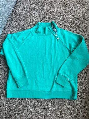J. Crew Teal Button-Shoulder Sweatshirt Size XL